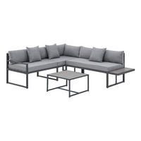 LOUNGEGARNITUR St. Tropez dunkelgrau - Grau, Metall - Juskys