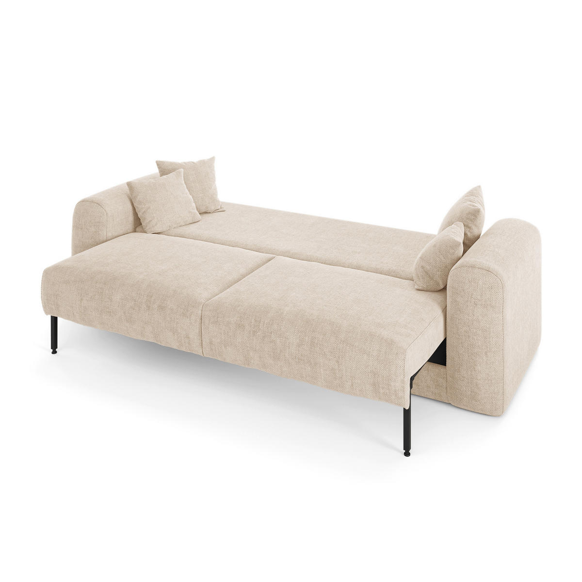 SCHLAFSOFA mit Stauraum in Nussbaum RIO Köpergewebe Beige 250cm - Beige, Textil (250/90/95cm) - Sia Home