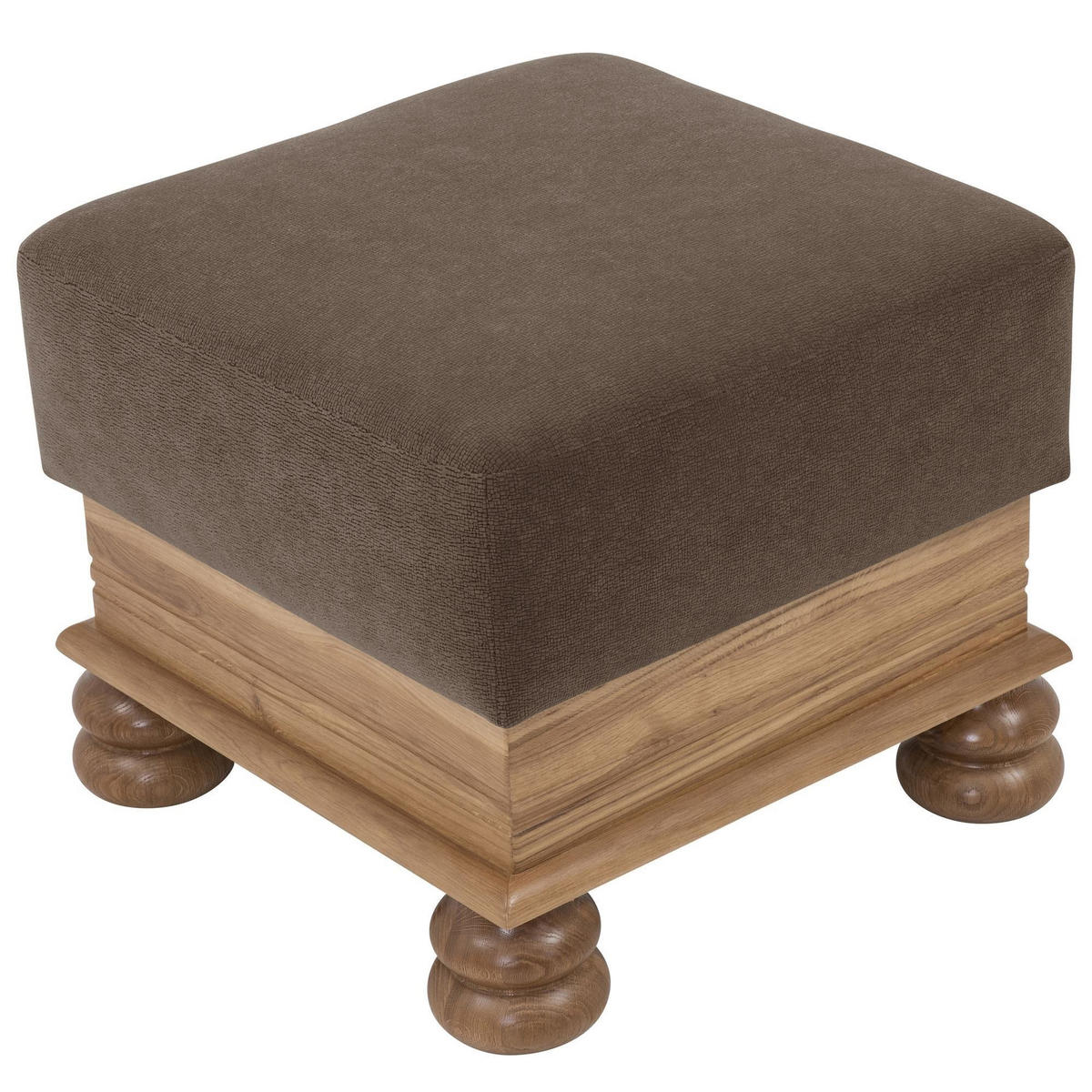HOCKER Katlin Bezug Flockstoff Eiche rustikal P43 / braun - Braun, Kunststoff (53/45/53cm) - 58aufmkessel