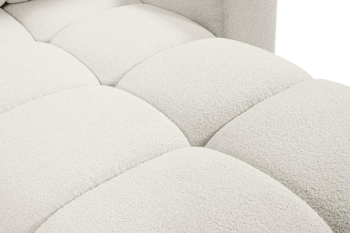 ECKSOFA DUCA L-S Creme Boucle-Stoff mit Schlaffunktion - Creme, Holz (266.5/266.5cm) - MASSENO