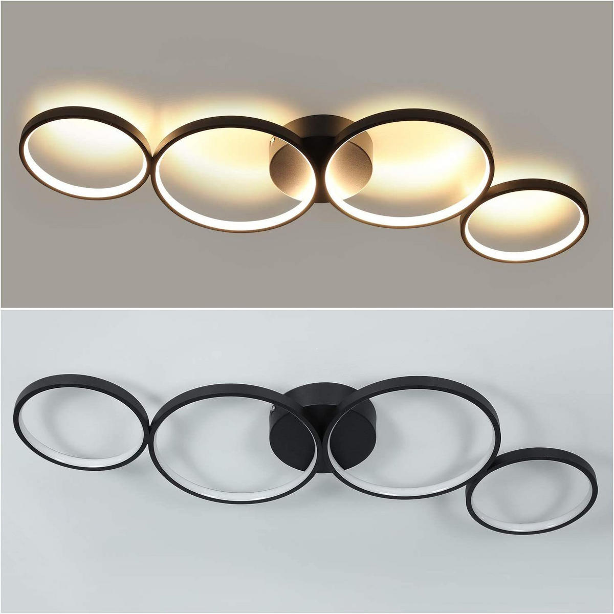 LED-DECKENLEUCHTE Wilhelmina 89/33/6 cm - Schwarz, Metall (89/33/6cm) - Nettlife