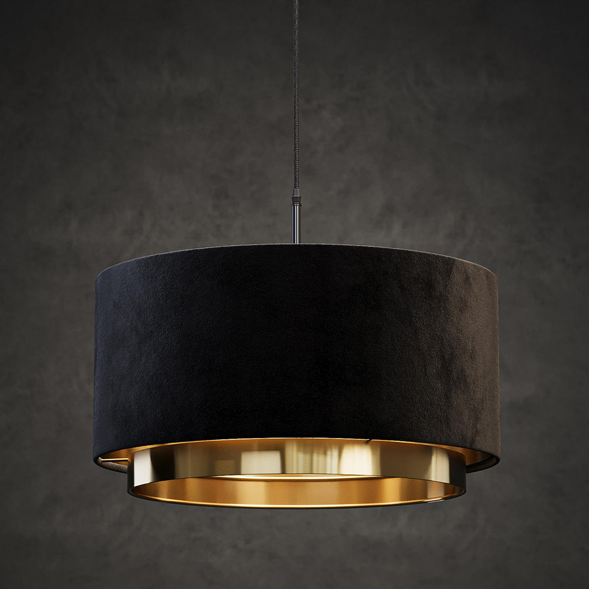 HÄNGELEUCHTER Goldamo Schwarz 45 x 25.7 cm - Goldfarben/Schwarz, Metall (45/45/25.7cm) - Vicco