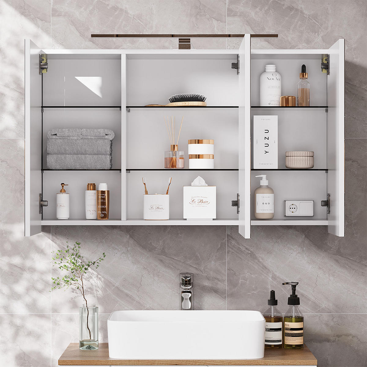 KOUPELNOVÁ SKŘÍŇKA SE ZRCADLEM Lavio Bílá - bílá, kompozitní dřevo (100/60/20cm) - Vicco