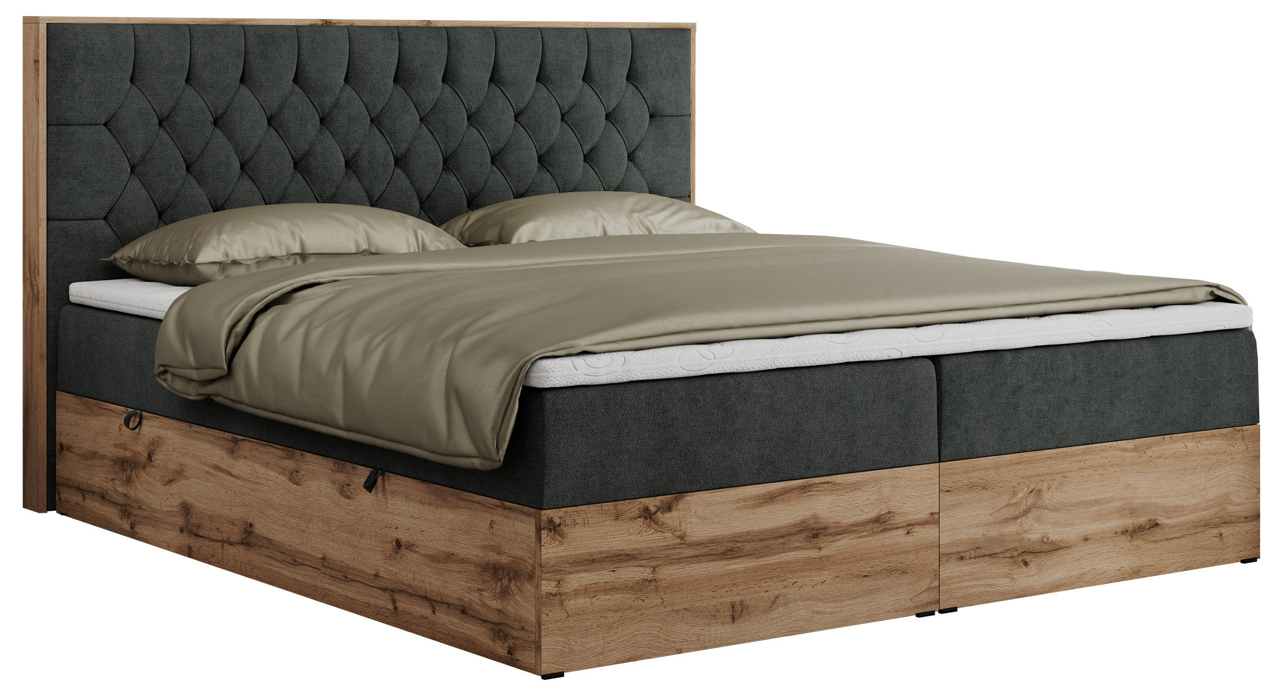BOXBETT AMORE 140/200 Dunkelgrau Struktur - H3 - Dunkelgrau, Holz/Textil (140/200cm) - MKS