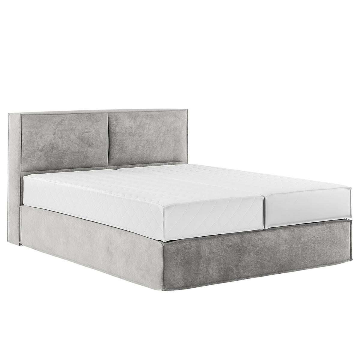 BOXSPRINGBETT mit Kopfteil - Premium - Hellgrau, Textil (140/200cm) - home24