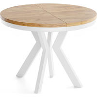 ESSTISCH Savio Weiß Neo rund ausziehbar verlängerbar, Eiche Braun 80-130/80/77 cm - Eiche Wotan/Weiß, Holz/Holzwerkstoff (80/80/77cm) - WFL GROUP