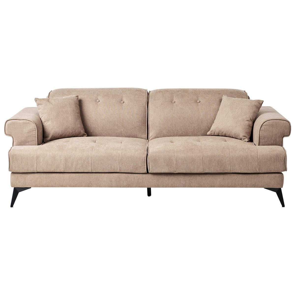 3-SITZER-SOFA Stoff Hellbraun Skive - Hellbraun, Textil (214/88/85cm) - Beliani