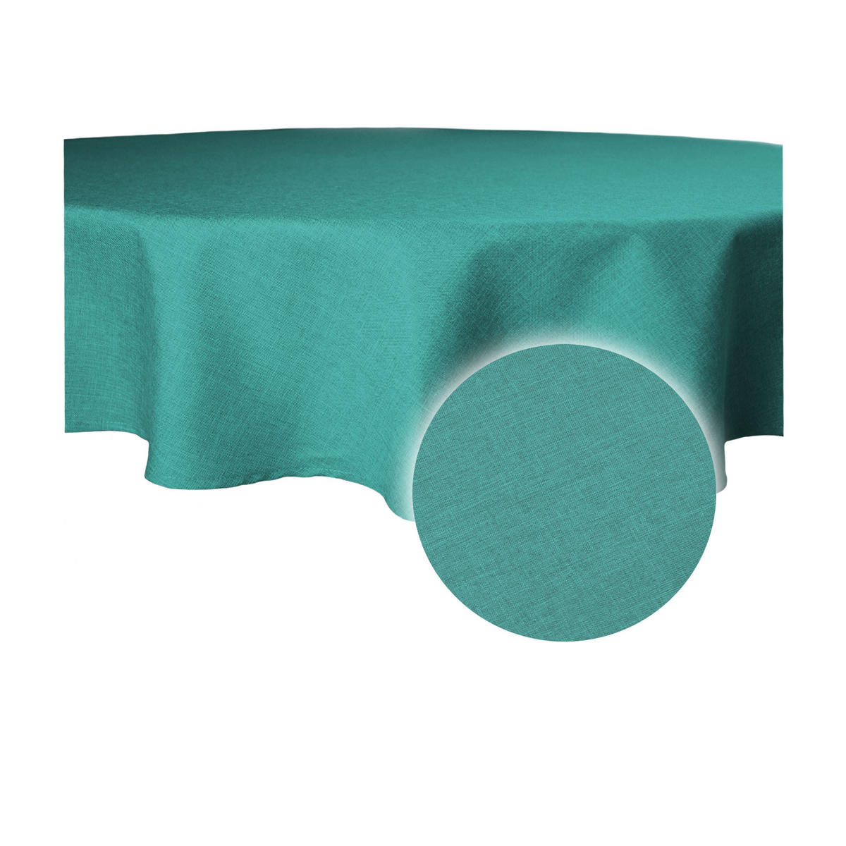 TISCHDECKE Leinenoptik 140 cm rund Petrol - Petrol, Textil (140cm) - TiborTex