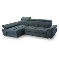 ECKSCHLAFSOFA Bianca dunkelblau links - Chromfarben/Dunkelblau, Textil (264/165cm) - Beautysofa