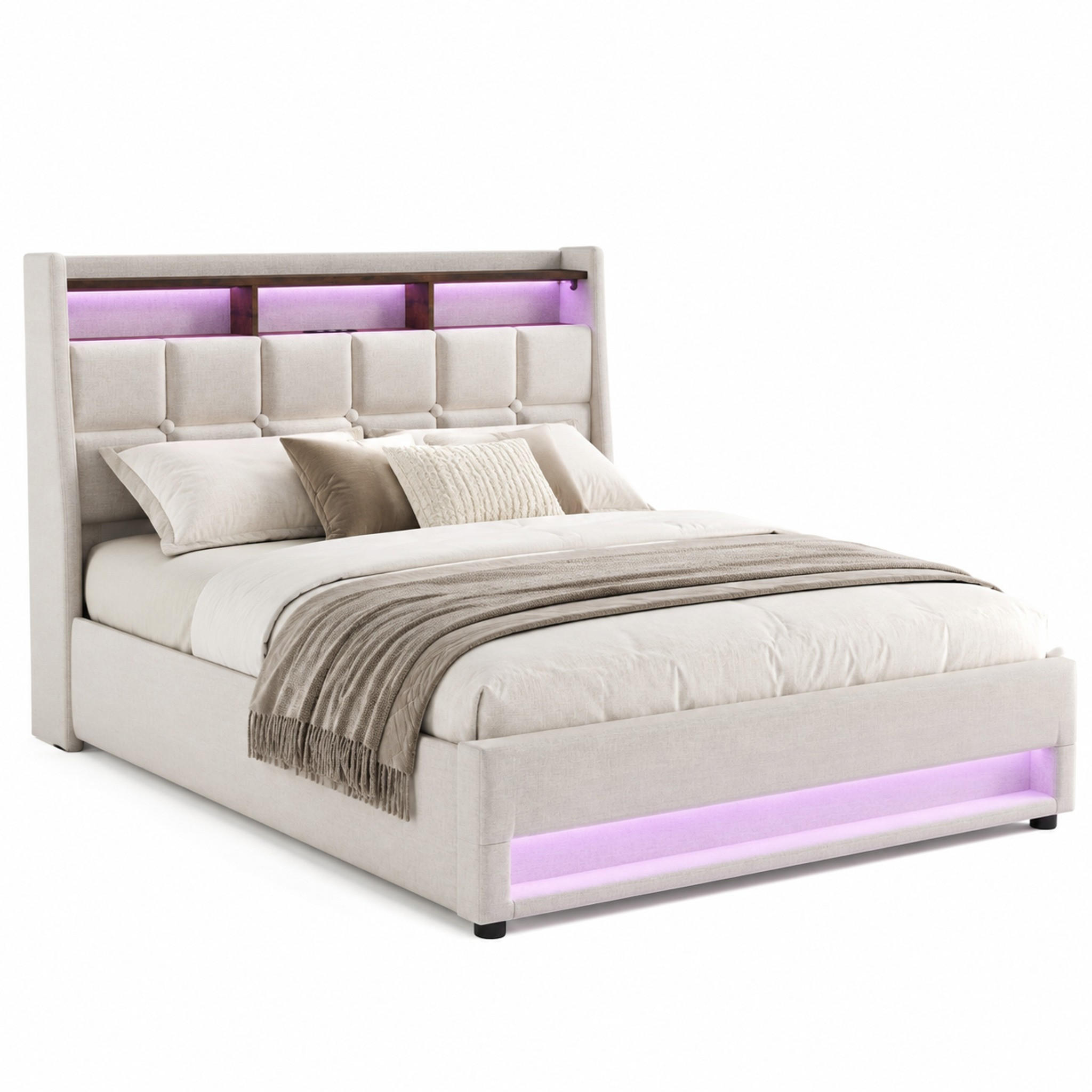 Meubliv Polsterbett Beige 160x200 cm