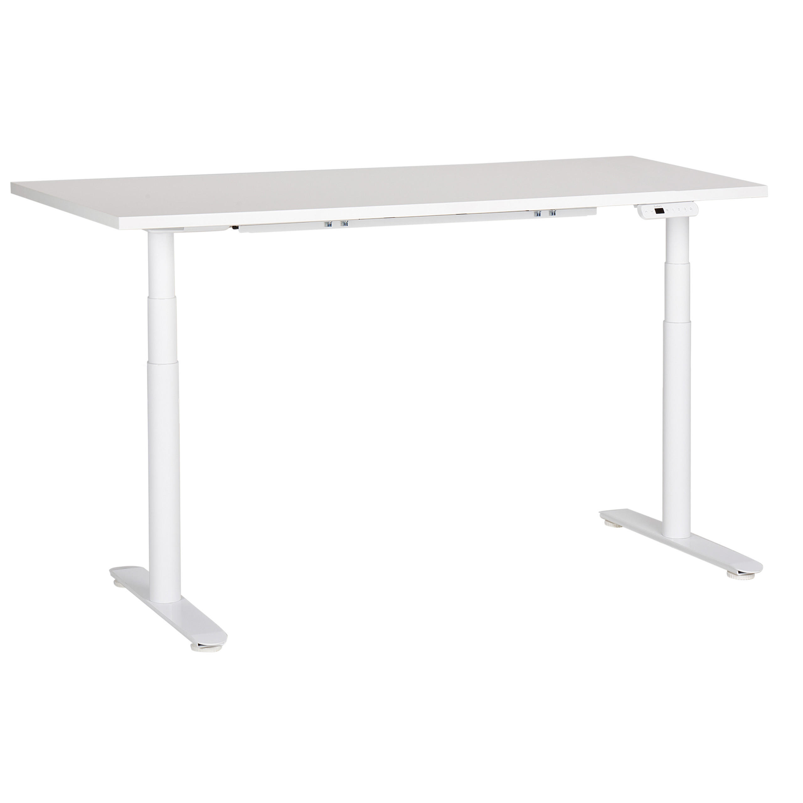 SCHREIBTISCH weiß 160/72 cm elektrisch höhenverstellbar Destin IV - Weiß, Holz (72/160/67cm) - Beliani