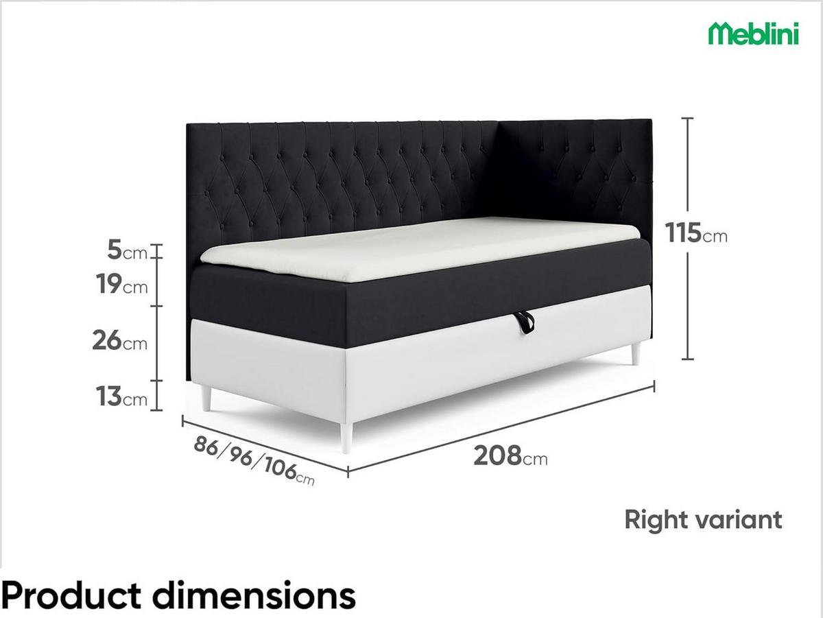 KINDERBETT FLIPPO 3 - Schwarz/Weiß, Holzwerkstoff (86/208cm) - Meblini