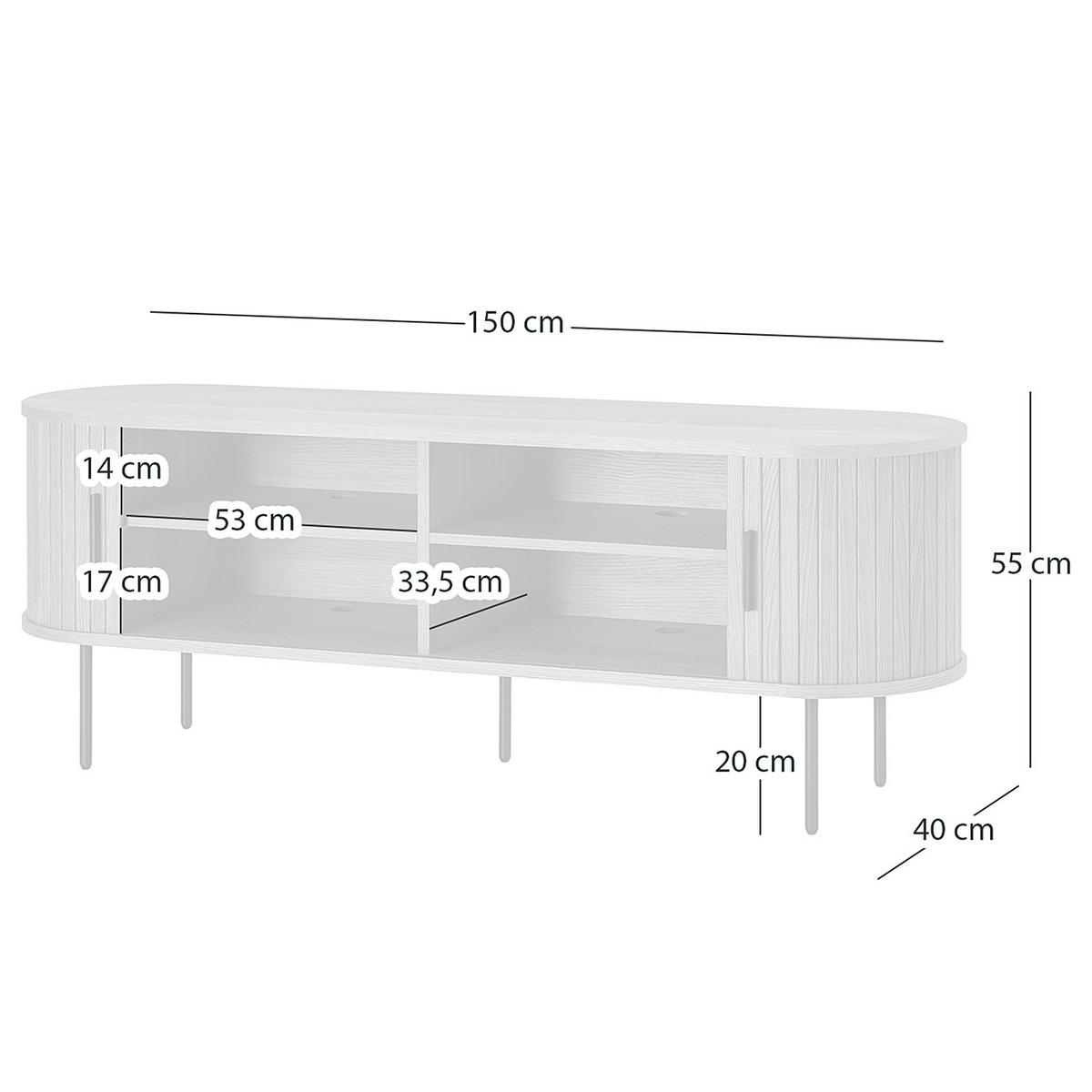 TV-LOWBOARD - MDF / Metall - Eiche - Eichefarben/Schwarz, Holzwerkstoff/Metall (150/55/40cm) - home24