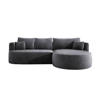 ECKSOFA FIORE L-förm Moderne Ausziehbare Schlaf-Funktion, automatischer Auffaltung, lose Rückenkissen freistehend RECHTS 284x183x82cm Silver - Silberfarben, Holz/Textil (284/183cm) - DomoHome