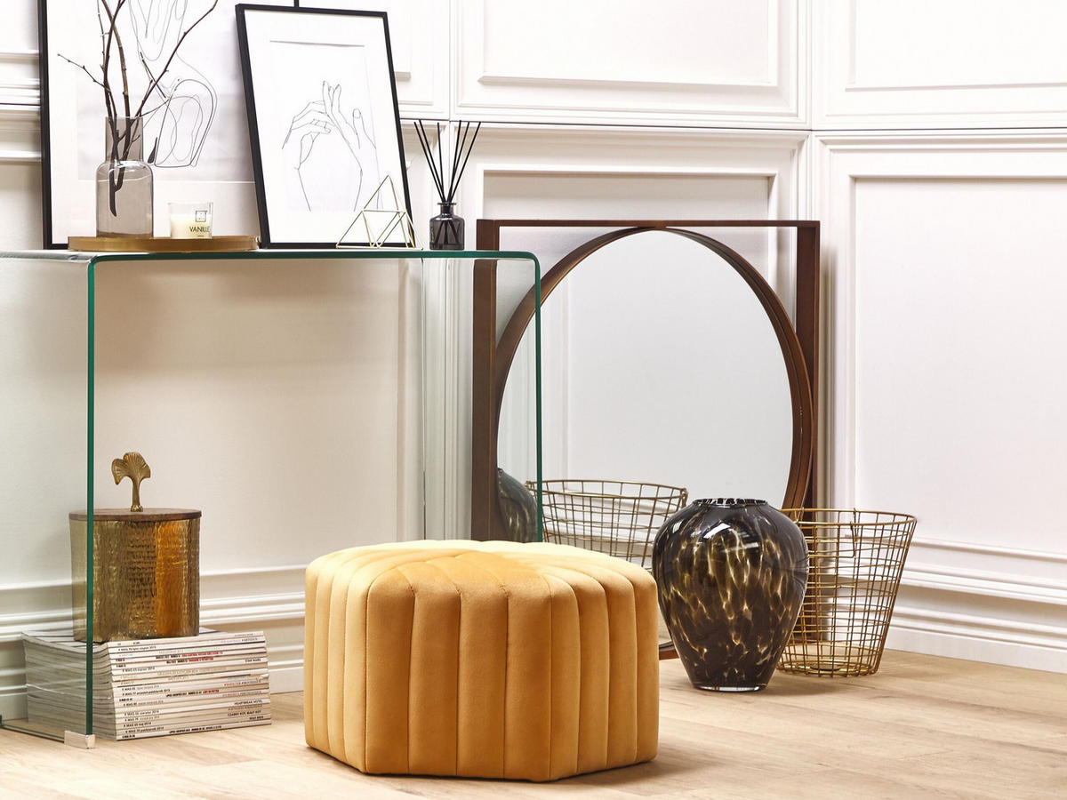 POUF Murietta 53/53/29 cm - Gelb, Textil (53/29/48cm) - Beliani