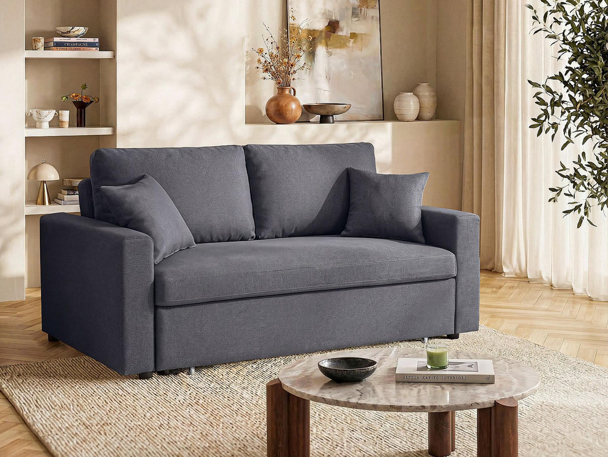 SCHLAFSOFA 3-Sitzer - Stoff - Anthrazit - INIZOR - Anthrazit, Textil (168/85/101cm) - Vente-Unique