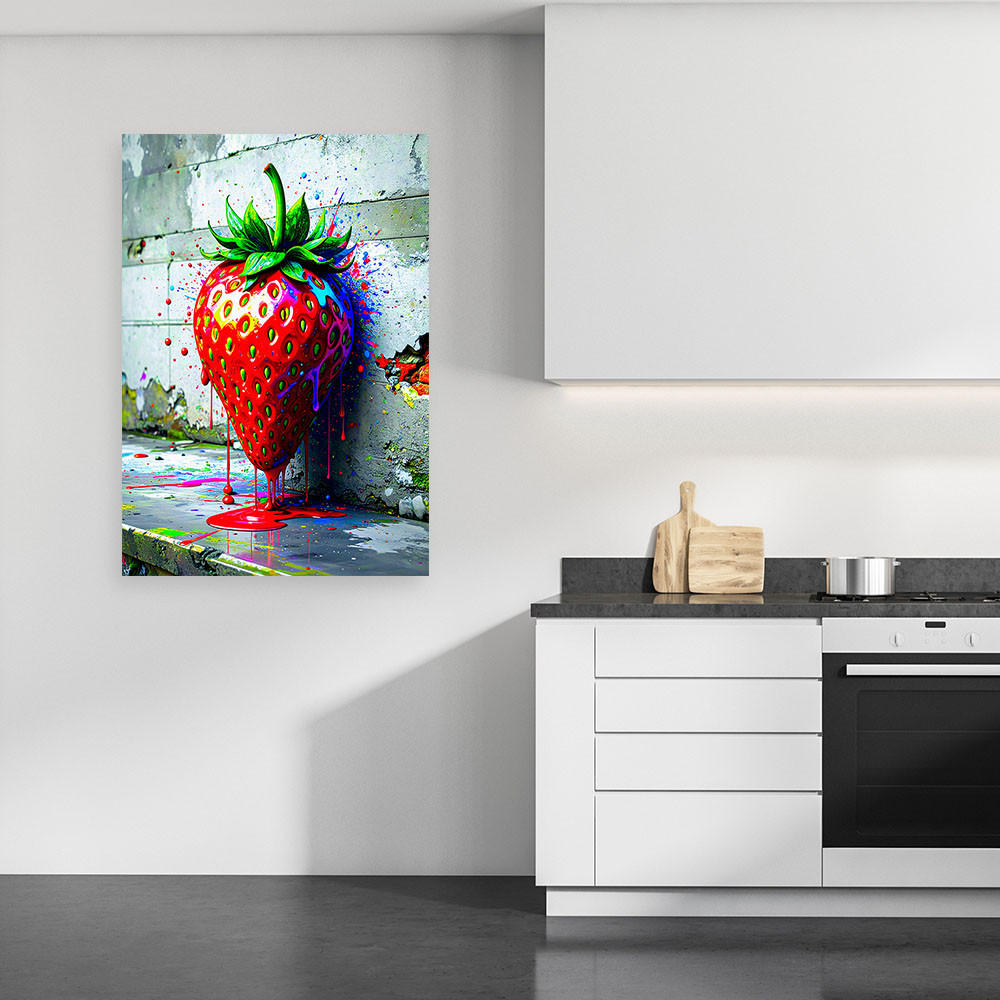 LEINWANDBILD 3D Erdbeer Abstrakt 40x60cm - Rot, Textil (40/60cm) - Feeby