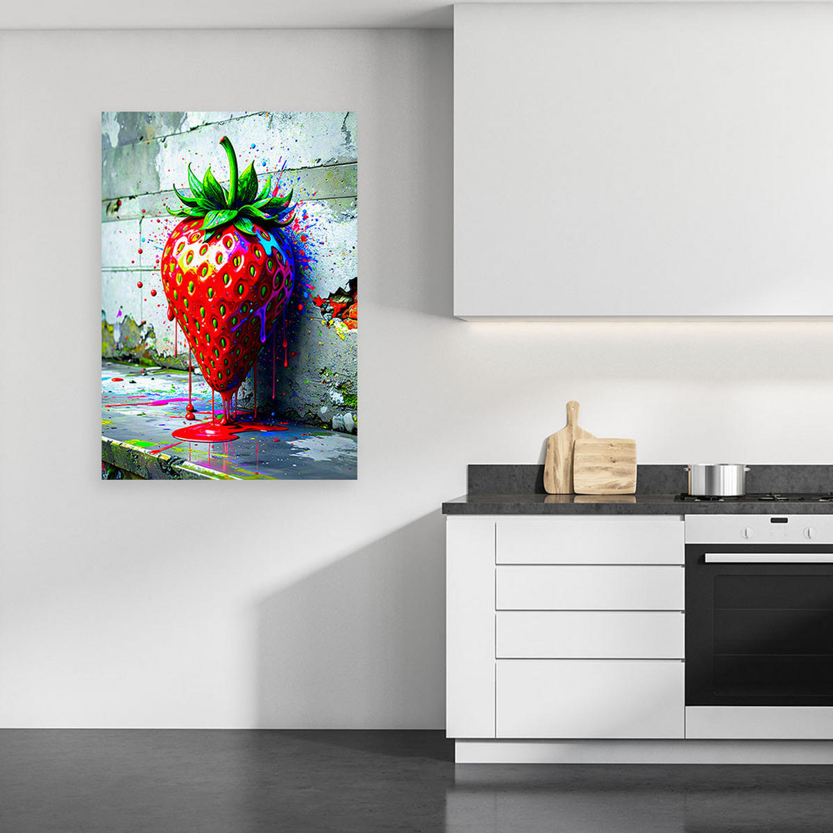 LEINWANDBILD 3D Erdbeer Abstrakt 40x60cm - Rot, Textil (40/60cm) - Feeby