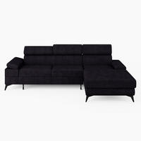 ECKSOFA VENTO Rechts Schwarz Velours Premium L-Form Couch mit Schlaffunktion & Bettkasten - Schwarz, Holz (261/190cm) - Barchello