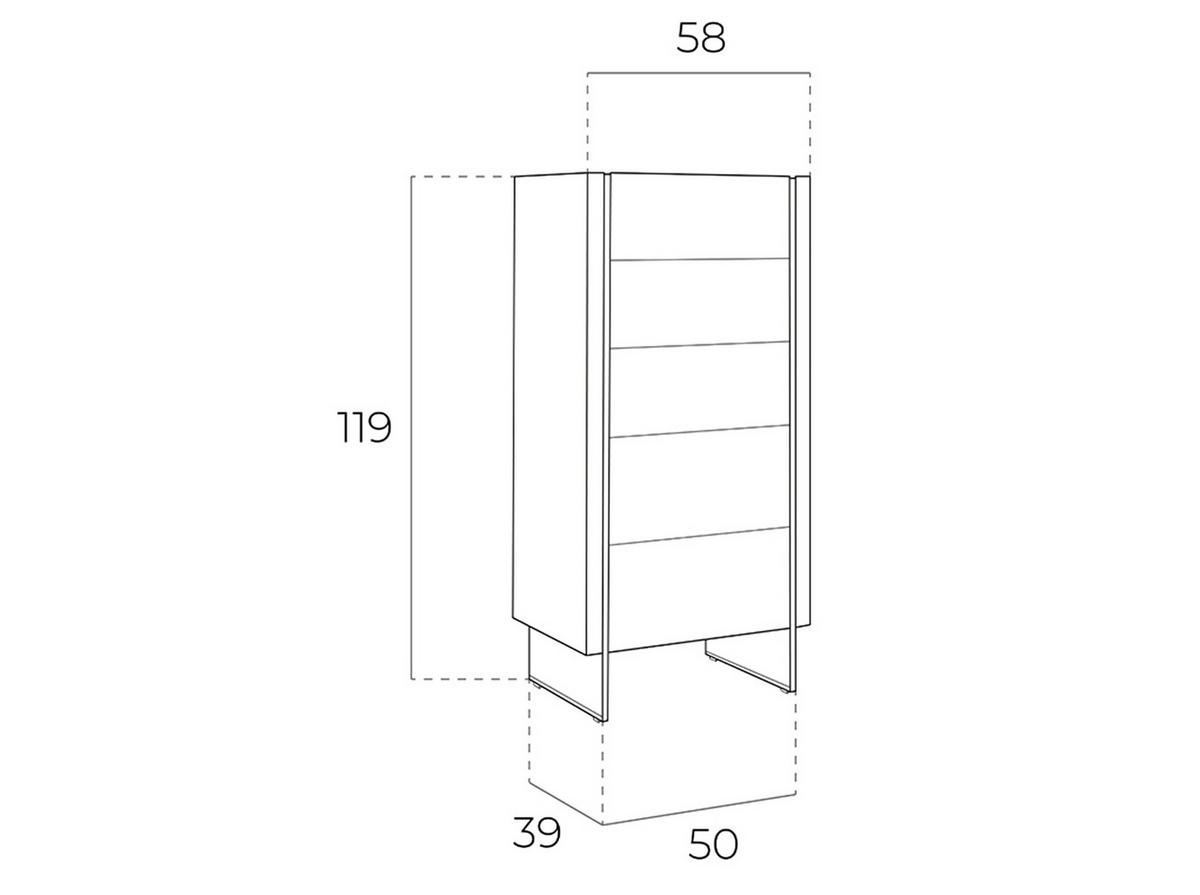 KOMMODE Glas Walnuss 58/39/119 cm - Transparent/Walnussfarben, Glas/Holz (58/119/39cm) - ANGEL CERDA