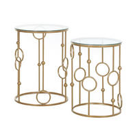 COUCHTISCH aus Metall und Glas Ø41x57/Ø36x51 cm in Gold mit Nesting-Design - Goldfarben, Metall (41/441/57cm) - Modfu