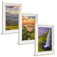 BILDER SET 3er Set - 20x30 cm Weißer Rahmen - Gebirgsflüsse, Wasserfälle, Natur - Weiß, Kunststoff (20/30cm) - TULUP