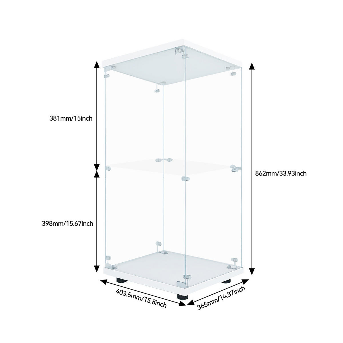 GLASVITRINE, LED-Beleuchtung, 2 Einlegeböden, 1 Tür, ideal zum Sammeln und Dekorieren in Weiß - Weiß, Glas (36.5/86.2/40.35cm) - BRILVERDE