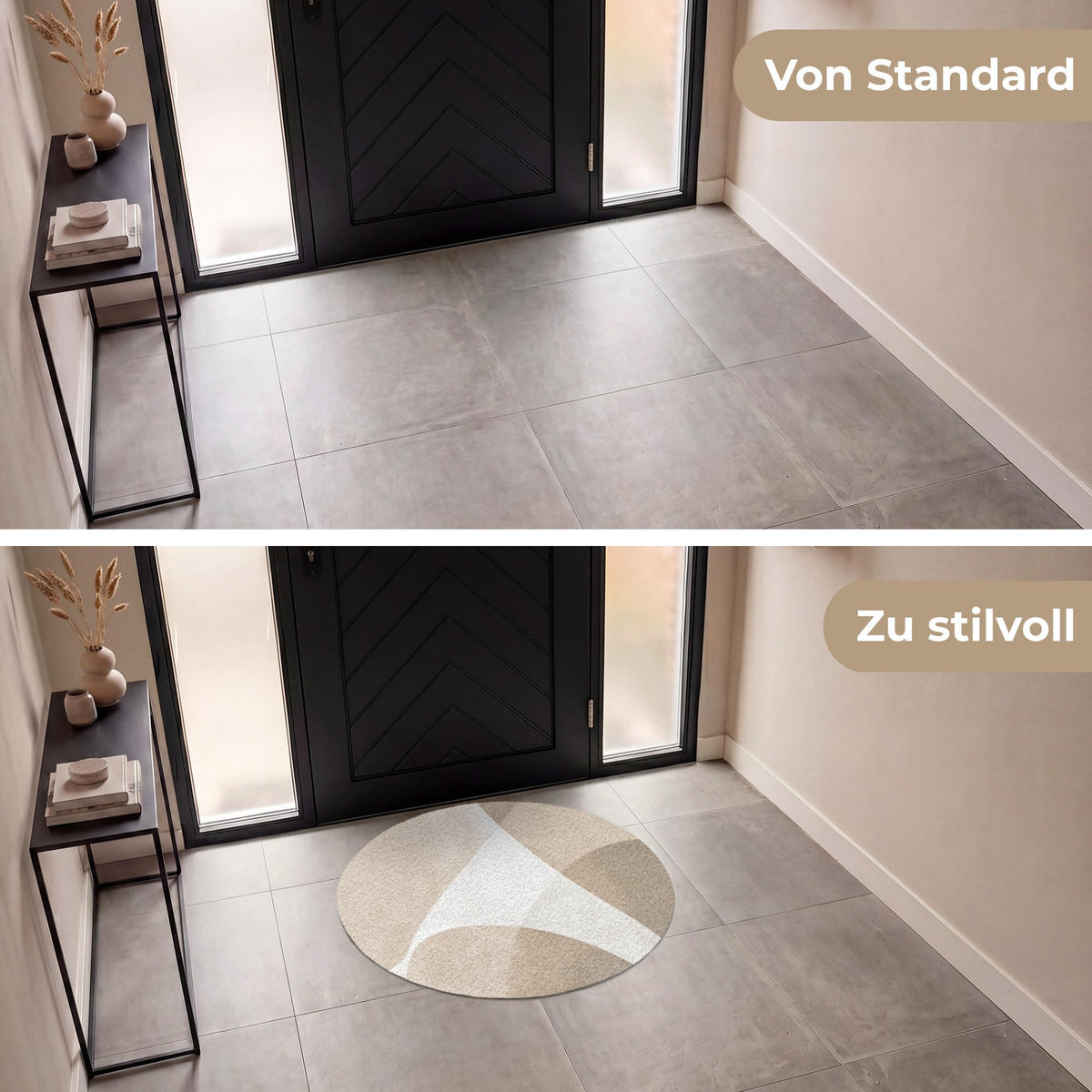 ROHOŽKA Hladké povrchy - Harmonické - Vlnité 90x90 cm - béžová, textil/umělá hmota (90/0.4cm) - MuchoWow
