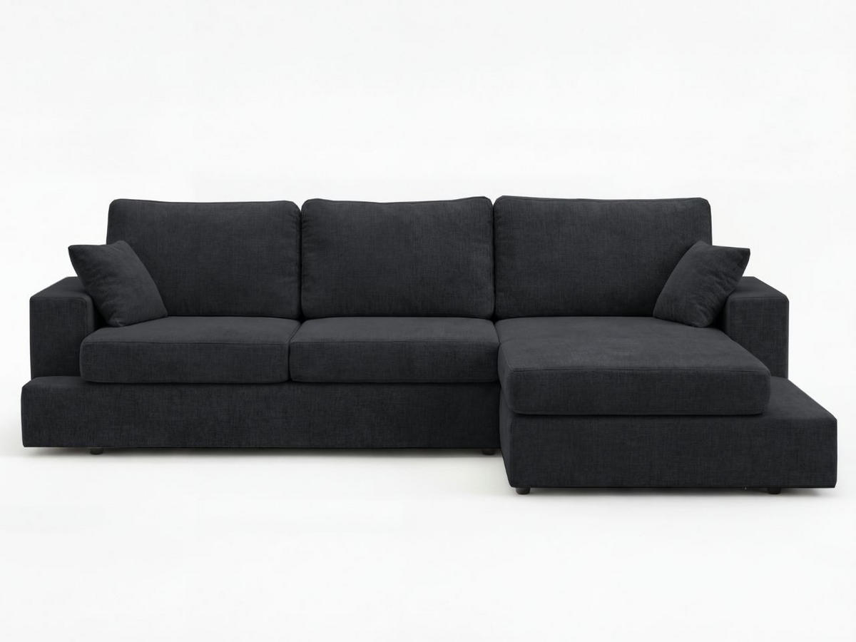 ECKSOFA Nesto Schwarz Rechts - Schwarz, Holz/Textil (165/260cm) - Graingold