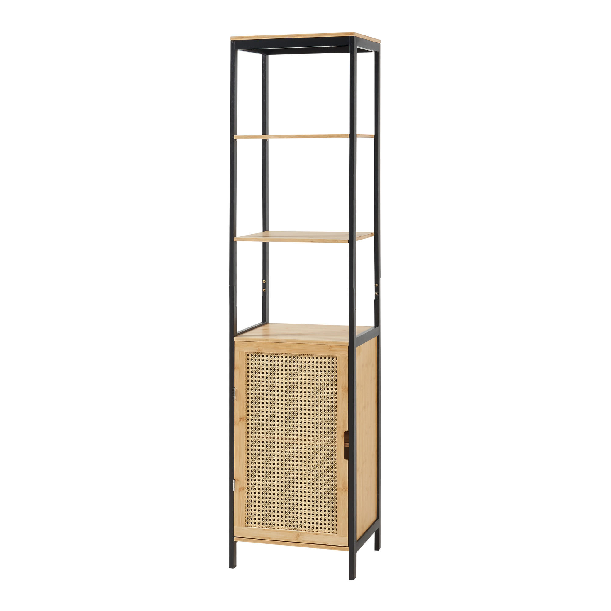 HOCHSCHRANK Tervola - Schwarz/Naturfarben, Naturmaterialien/Holzwerkstoff (40/172/35cm) - [en.casa]