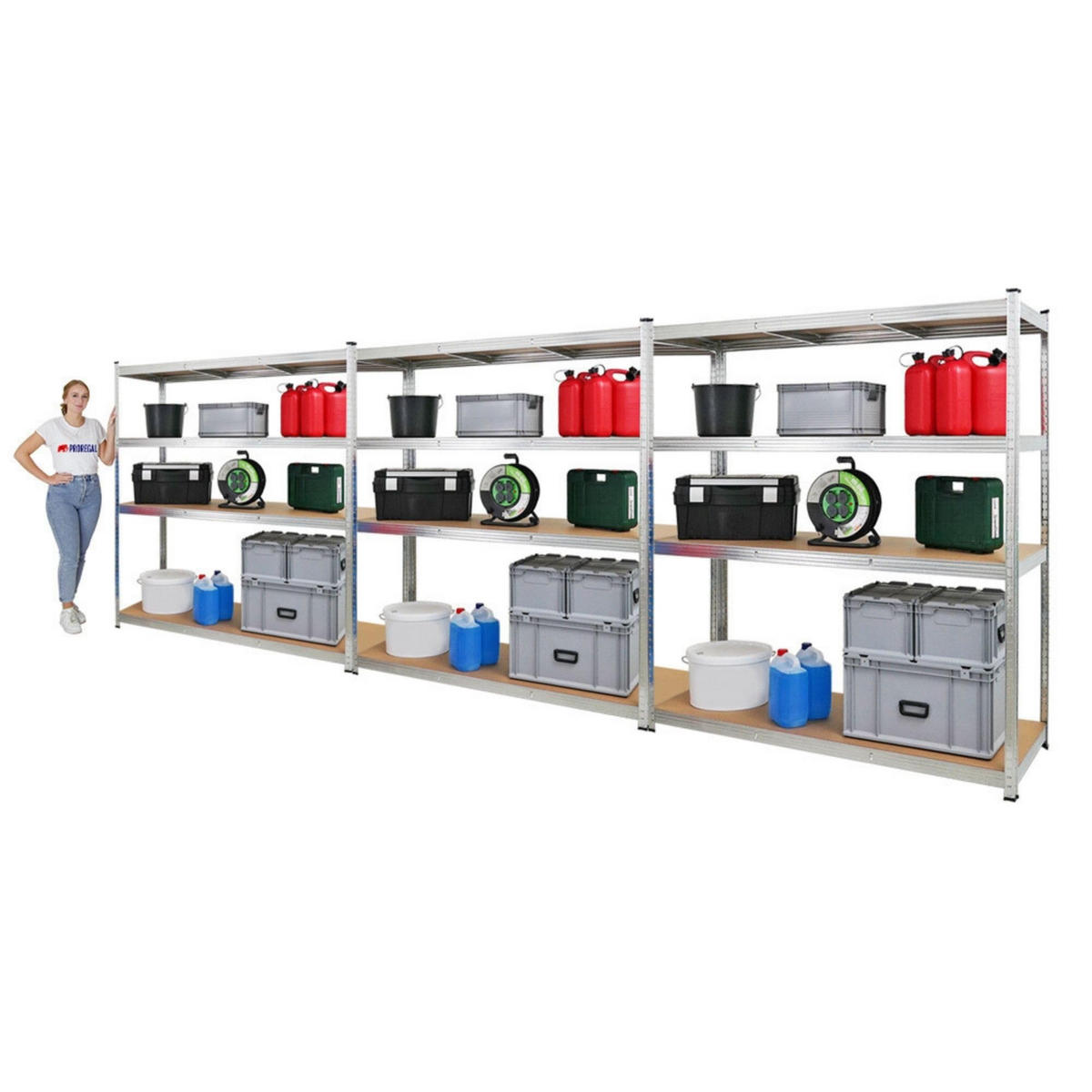 SCHWERLASTREGAL Taurus XL 3er-Set 180x160x60 cm Fachlast 250 kg Verzinkt - Silberfarben, Metall (480/180/60cm) - PROREGAL