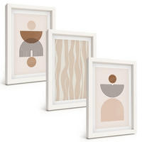 BILDER SET 3er Set - 20x30 cm Weißer Rahmen - Abstrakte Formen braun beige - Weiß, Kunststoff (20/30cm) - TULUP