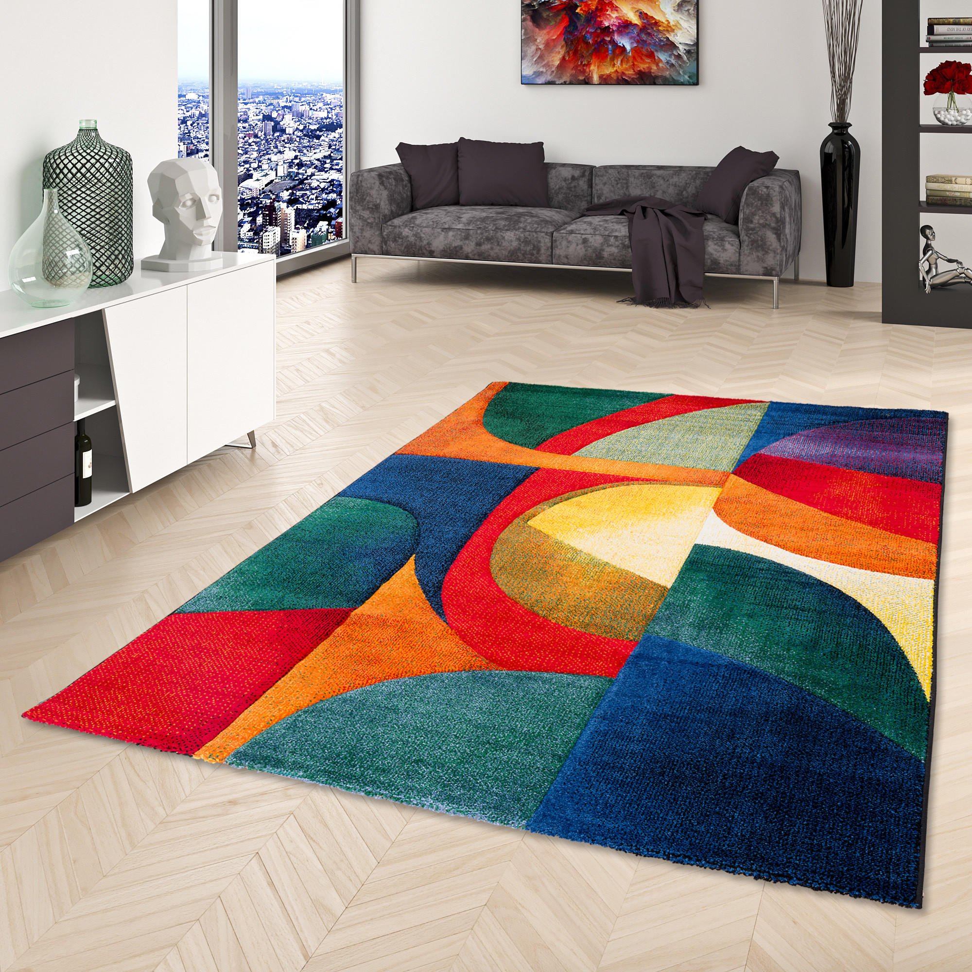 DESIGNER TEPPICH MAUI MODERN - Petrol, Textil (80/150cm) - Pergamon