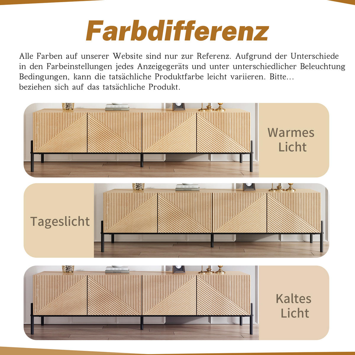 TV-SCHRANK Natur 163,5/40/45 cm mit 4 Türen und 3D-Textur - Honigeiche, Karton (40/45/163.5cm) - PANGIVO