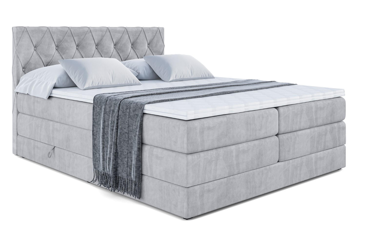 BOXSPRINGBETT AMAY-BZ KING - 160 x 200 - H3/H4 - Hellgrau - Hellgrau, Holzwerkstoff (160/200cm) - ALTDECOR