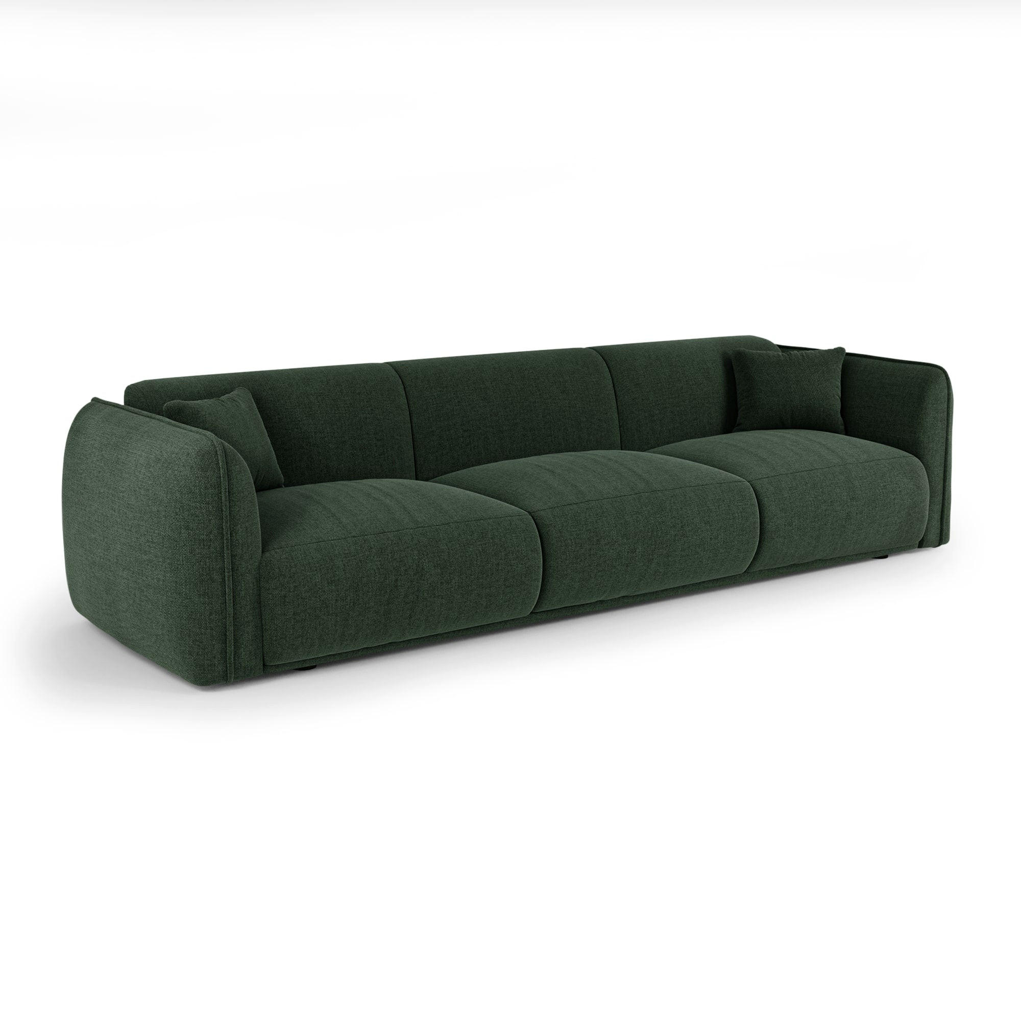 SOFA LUSH Köpergewebe mit weichem Griff Khaki-Grün 235cm - Dunkelgrün/Olivgrün, Textil (235/72.5/90cm) - Premium Interiors