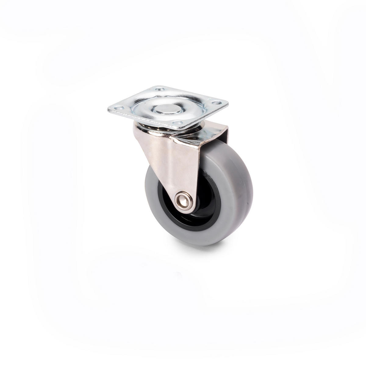 ROLLEN Slip mit Montageplatte, Durchmesser 50mm, Stahl und Kunststoff, Grau 4er-set - Grau, Metall (4.2/7/4.2cm) - EMUCA