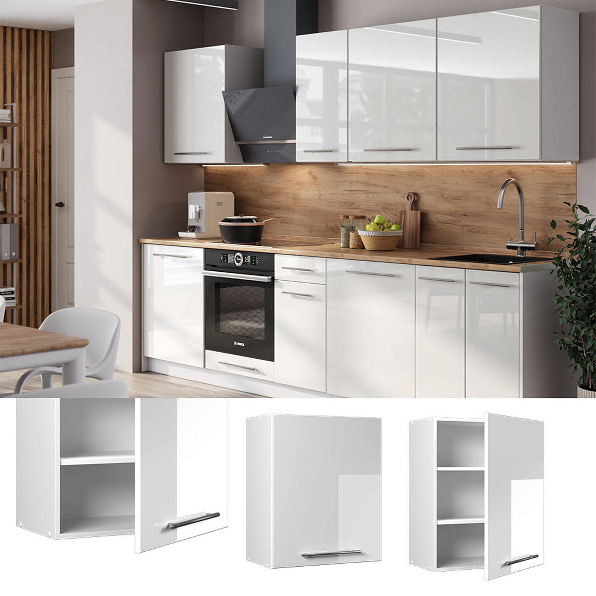 HÄNGESCHRANK Fame-Line, Weiß Hochglanz, 60 cm - Weiß Hochglanz/Weiß, Holzwerkstoff (60/72/34.1cm) - Vicco