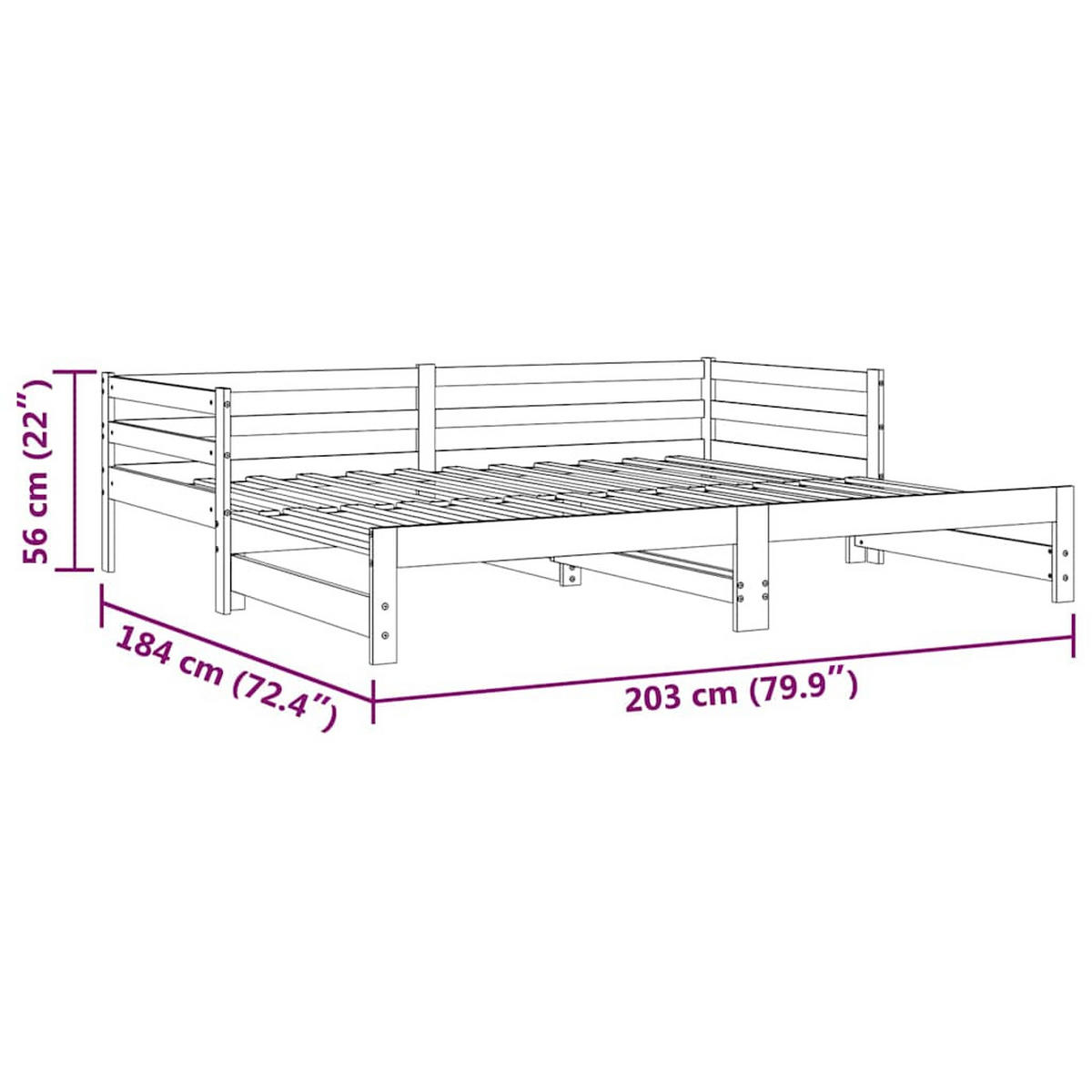 AUSZIEHBARES Tagesbett Weiss Massivholz Kiefer 90/200 Cm - Weiß, Textil (90/200cm) - vidaXL