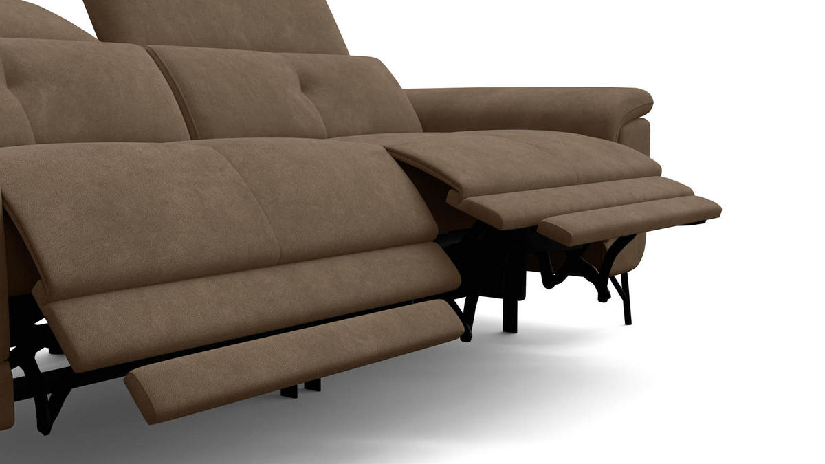 SOFA RELAX AVENA 3-Sitzer, brauner Veloursstoff - Schwarz/Braun, Holz/Textil (204/80/108cm) - Wozimo
