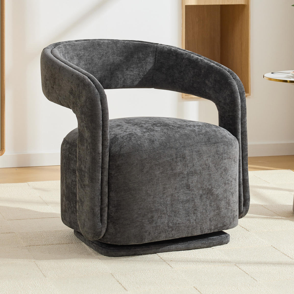 SESSEL,360 Grad Drehsessel Grau, Wohnzimmer Loungesessel - Grau, Textil (70/74/65cm) - PARAFTA HOME