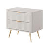 NACHTTISCH Vespasia 2S Beige 63,2/55,3/38 cm – Geriffelten Fronten - Beige/Goldfarben, Holzwerkstoff/Metall (63.2/55.3/38cm) - AX Living