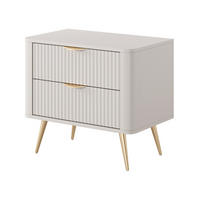 NACHTTISCH Vespasia 2S Beige 63,2/55,3/38 cm – Geriffelten Fronten - Beige/Goldfarben, Holzwerkstoff/Metall (63.2/55.3/38cm) - AX Living