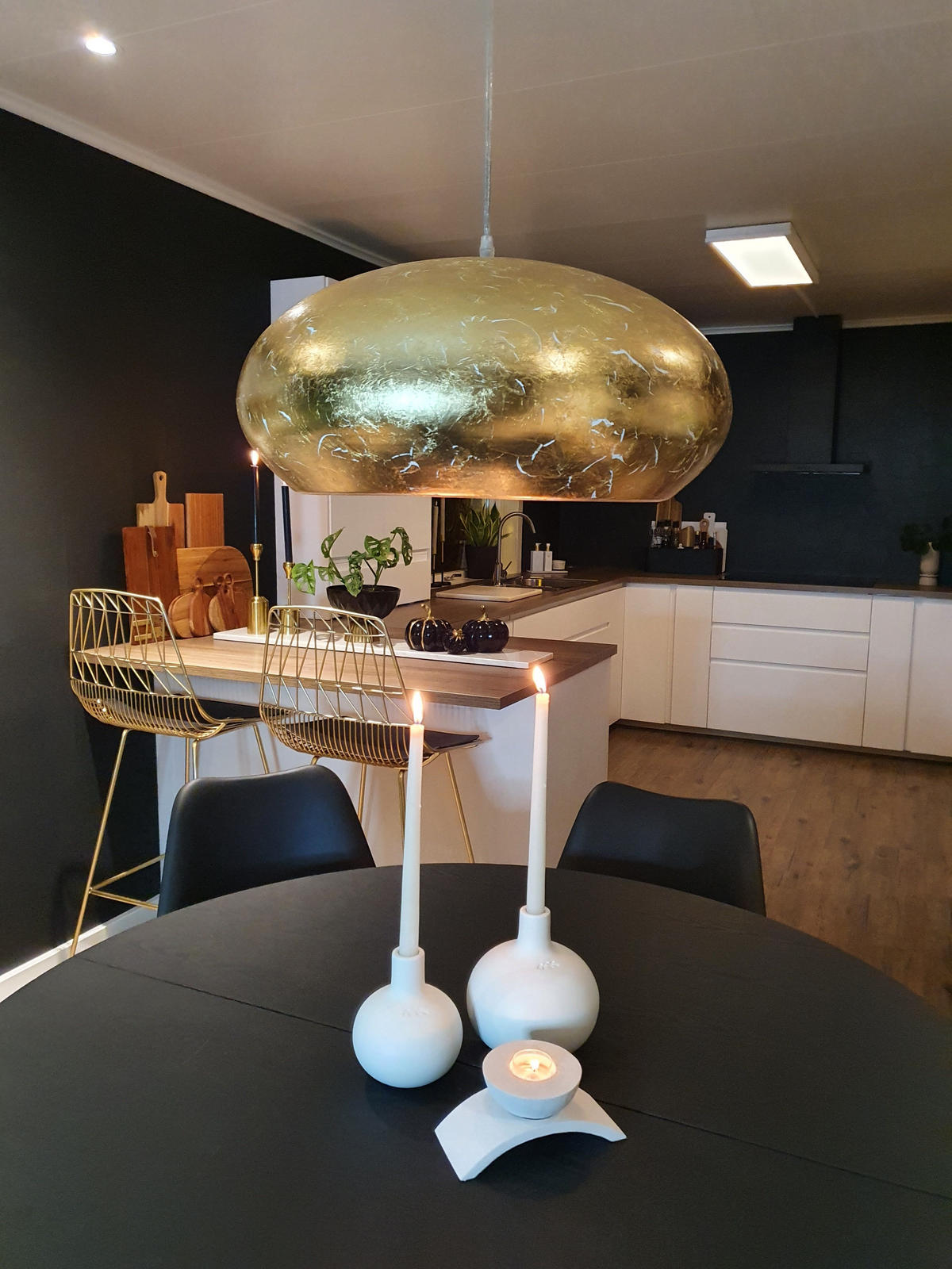 HÄNGELEUCHTE Limnatis 48/48/160 cm - Goldfarben, Metall (48/48/160cm) - Beliani