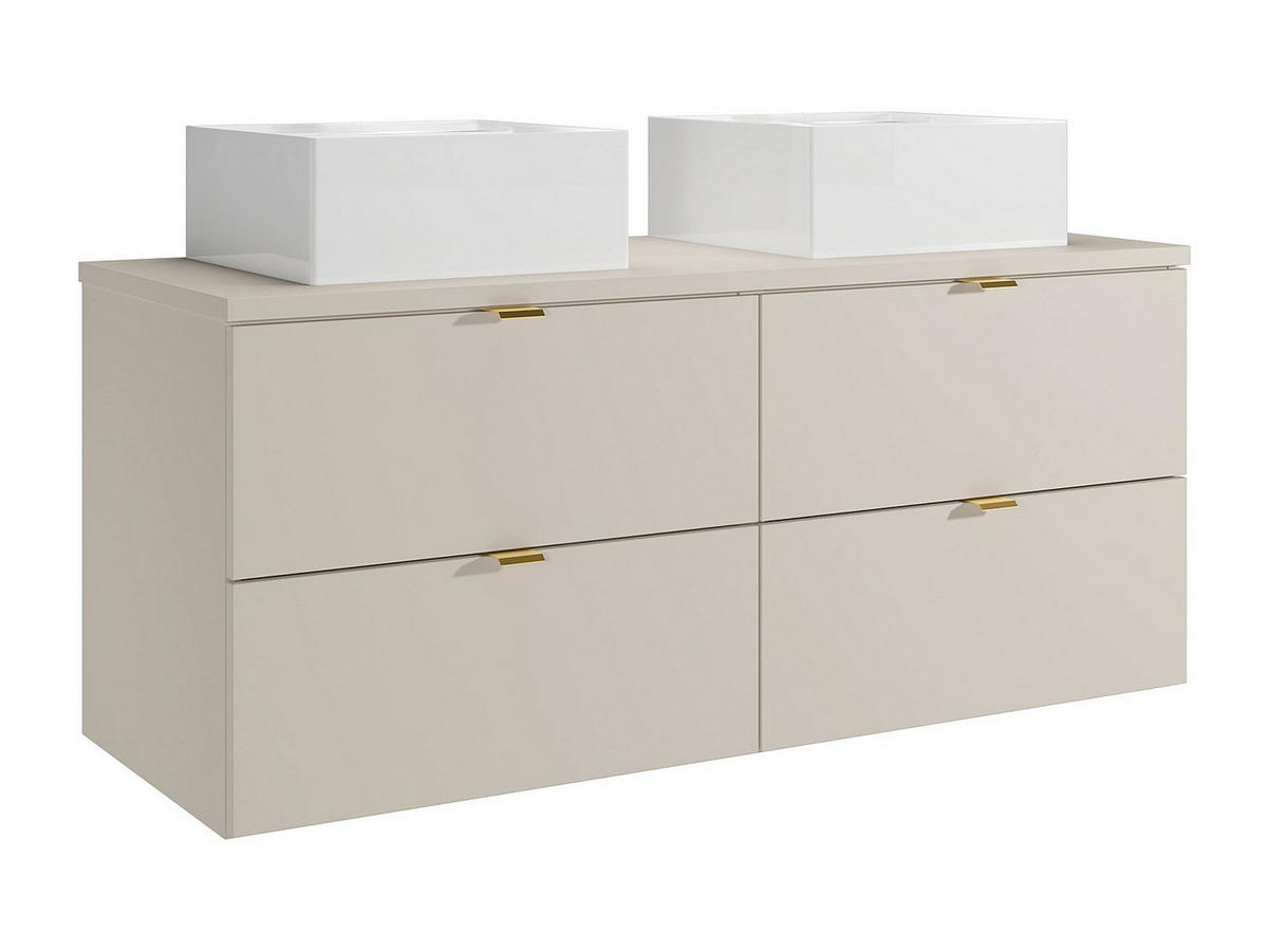 DOPPELWASCHTISCH - 120 cm x 46 cm - Holz, Platte - Beige - LAVENA - Beige, Holz (120/50/46cm) - Vente-Unique