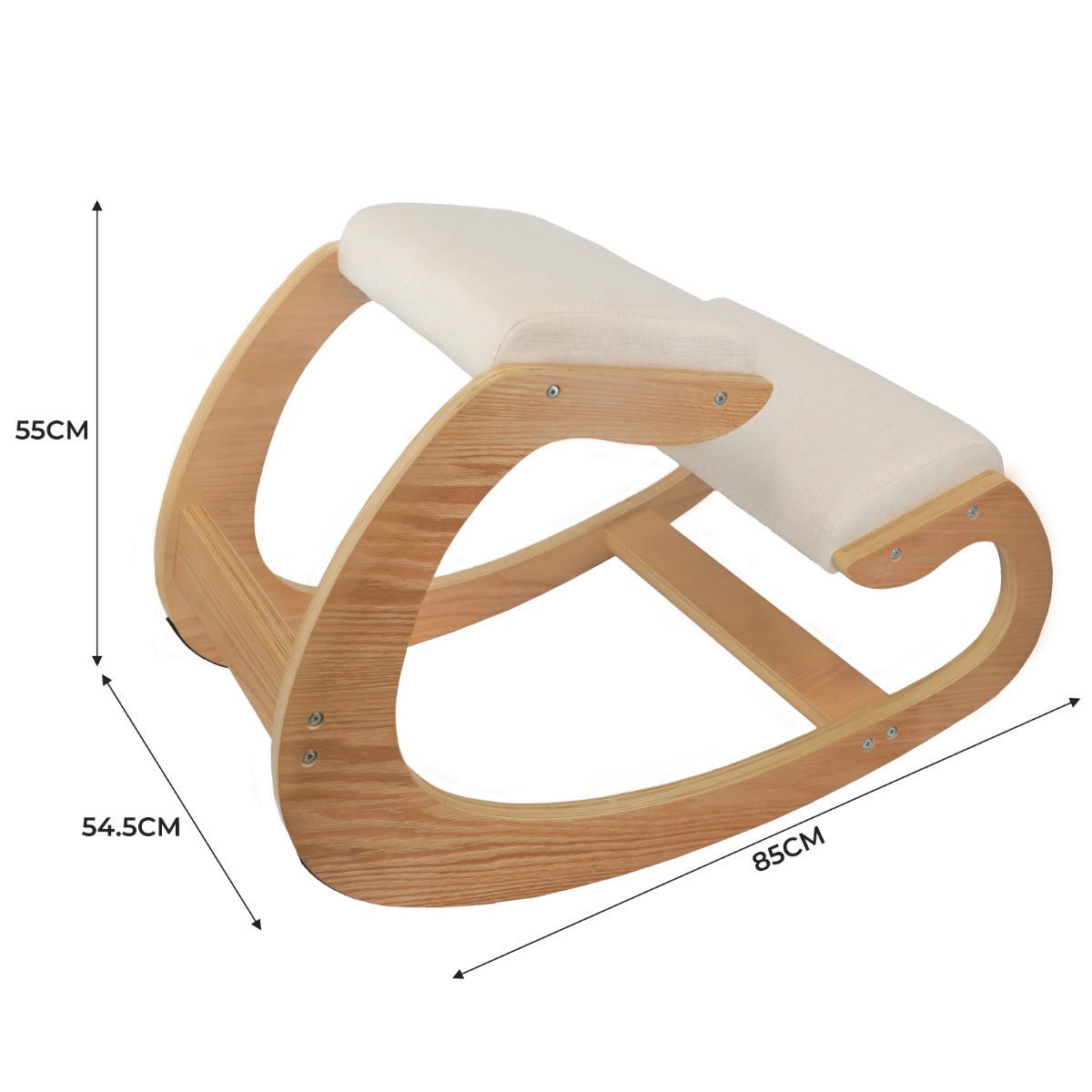 KNIESTUHL Ergonomischer - Weiß, Holz (55/85cm) - Monstershop