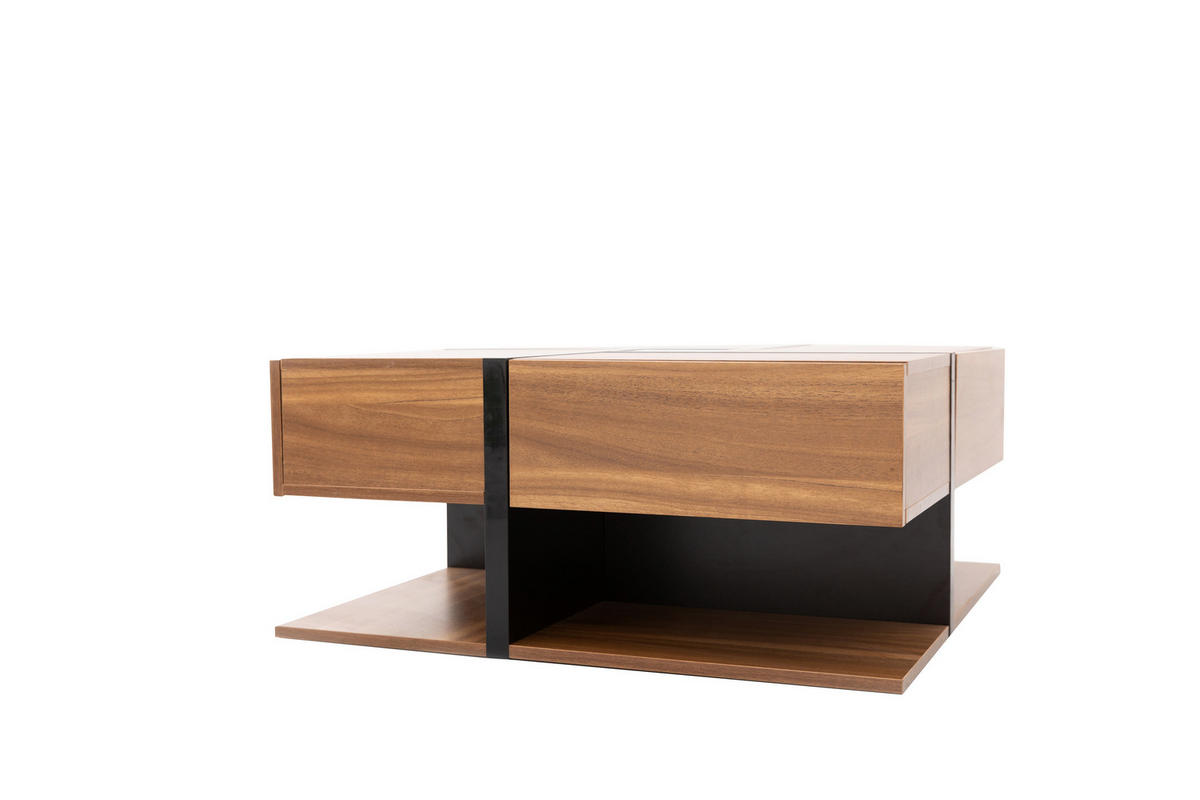 COUCHTISCH Schwarz/Holzfarben 78/78/36 cm mit 4 Schubladen - Naturfarben, Holzwerkstoff (78/78/36cm) - PANGIVO