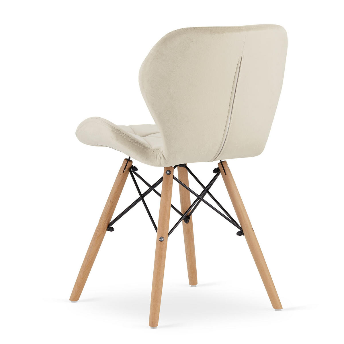 STUHL AMATRICE 1 Stück, Beige, mit Samtstoff gepolstert - Beige, Holz/Textil (48/74/53cm) - Komodee