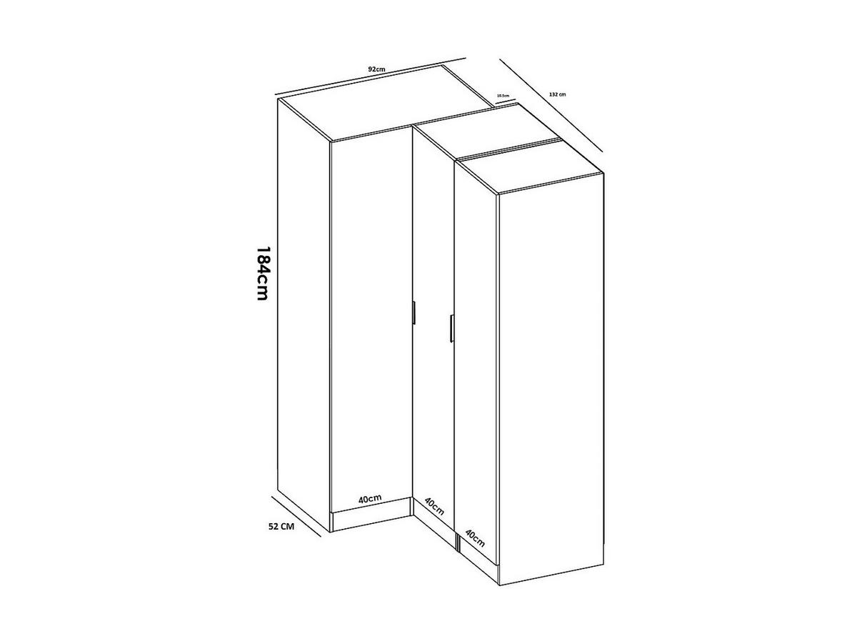 KLEIDERSCHRANK - 173 cm x 132 cm - holz - weiß Listowel - Weiß, Holz (173/184/132cm) - Vente-Unique