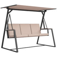 HOLLYWOODSCHAUKEL Beige-Schwarz 3-Sitzer - Taupe, Metall (205/175/130cm) - PANGIVO